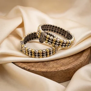 Dual Shine Oxidised Bangle in Layered Beads