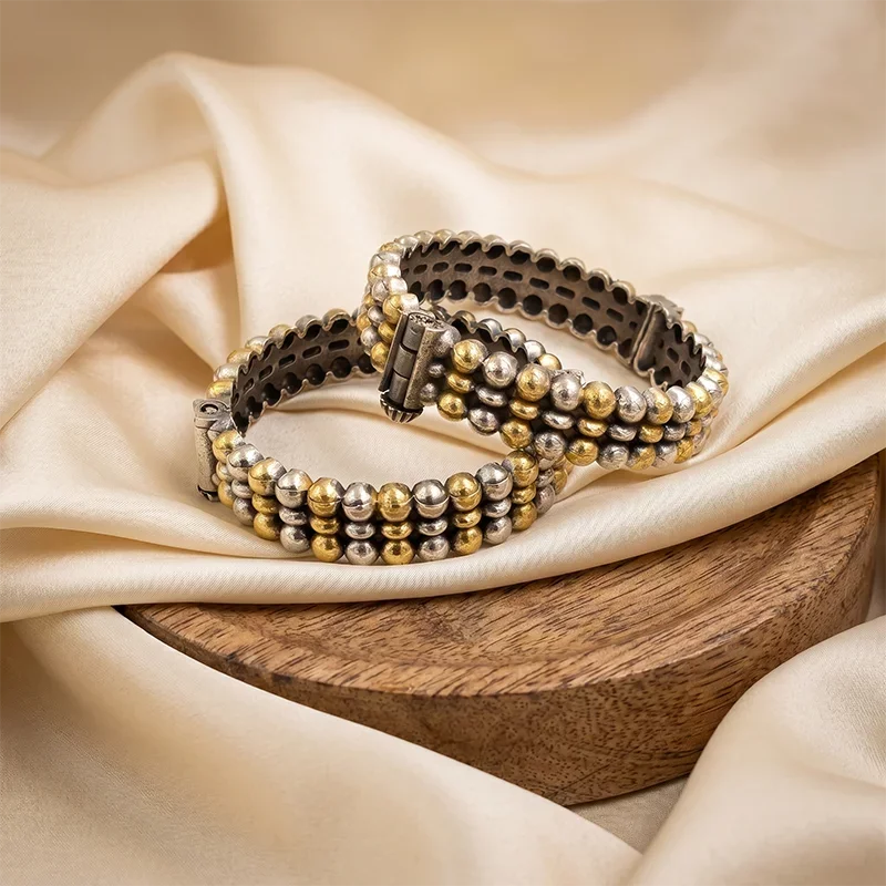 Dual Shine Oxidised Bangle in Layered Beads
