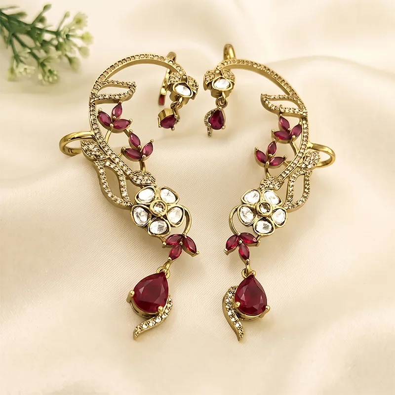 Ruby Bloom Regal Earcuff Earrings