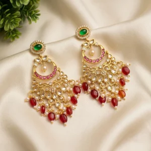Ruby Stone Drop Chandbali Earrings