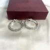 Cubic Zirconia Hoop Earrings, Silver