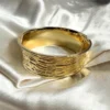 Gold Plated Textured Wrist Cuff Bangle
