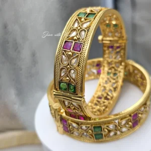 Alternative view of Polki Multicolor Kundan Kada Bangles