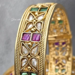 Polki Multicolor Kundan Kada Bangles - Image 3