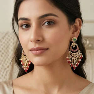 Alternative view of Ruby Stone Drop Chandbali Earrings