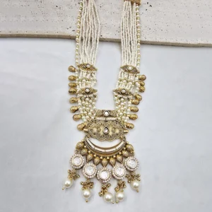 Antique Finish Kundan Emerald Drop Earrings - Image 7