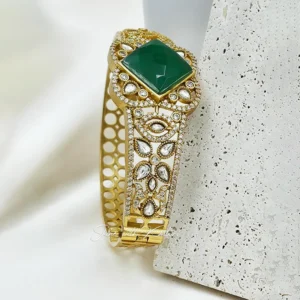 Alternative view of Royal Square Cut Gold CZ Bangle